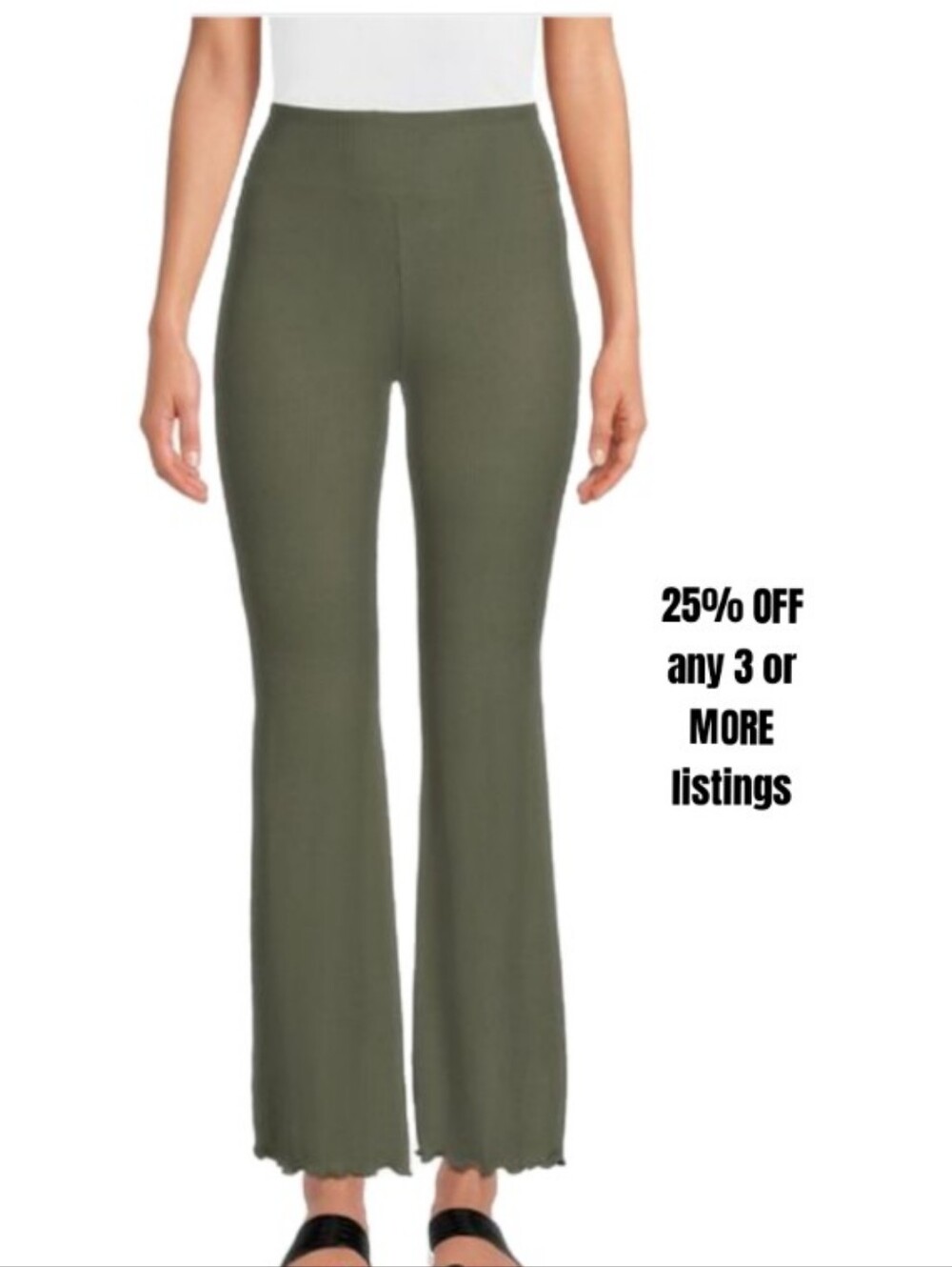 No Boundaries Olive Green High-Waist Flare Pants Ribbed Boho Stretch Wide Leg